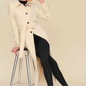 Avec Les Filles Modern Cutaway Belted Long Coat